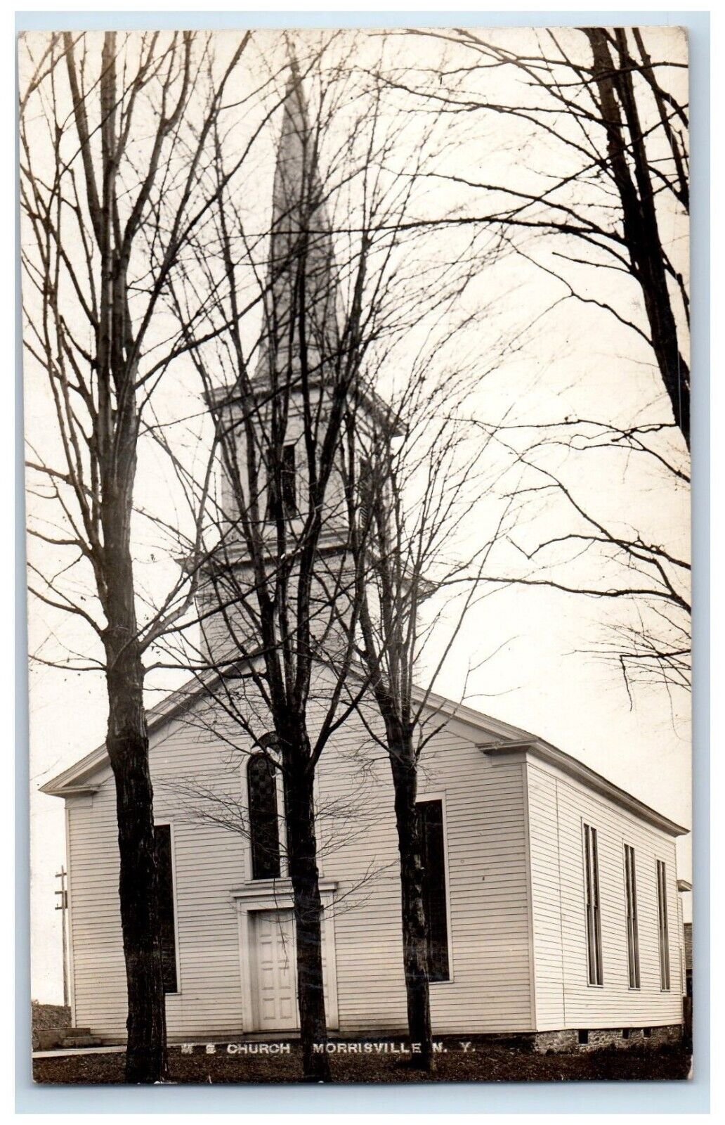 c1905 View Of Church Morrisville New York NY RPPC Photo Posted Antique Postcard