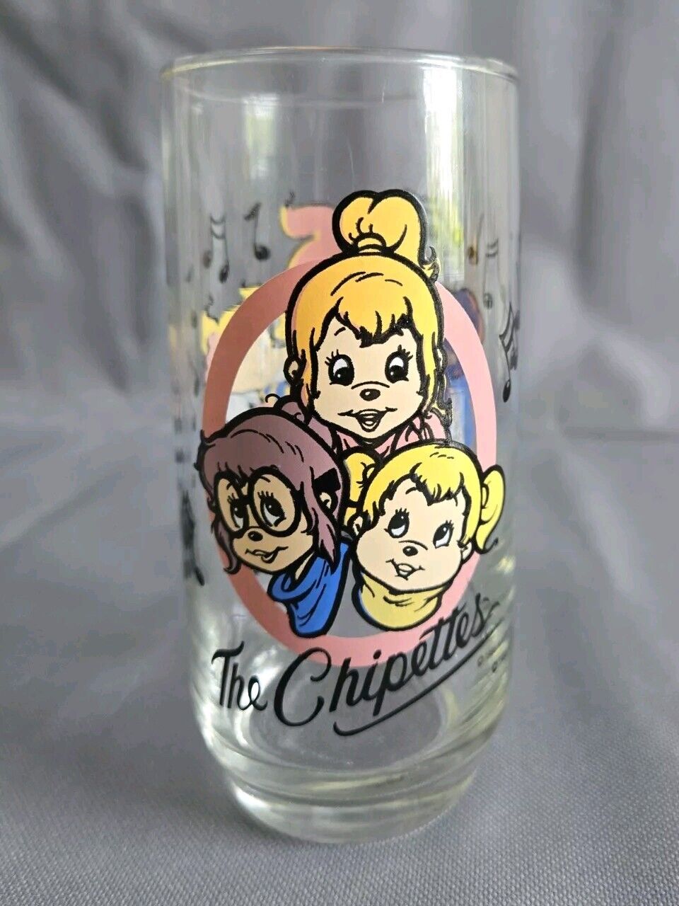 Vintage 1985 The Chipettes Glass Drinking Cup Karman/Ross Productions