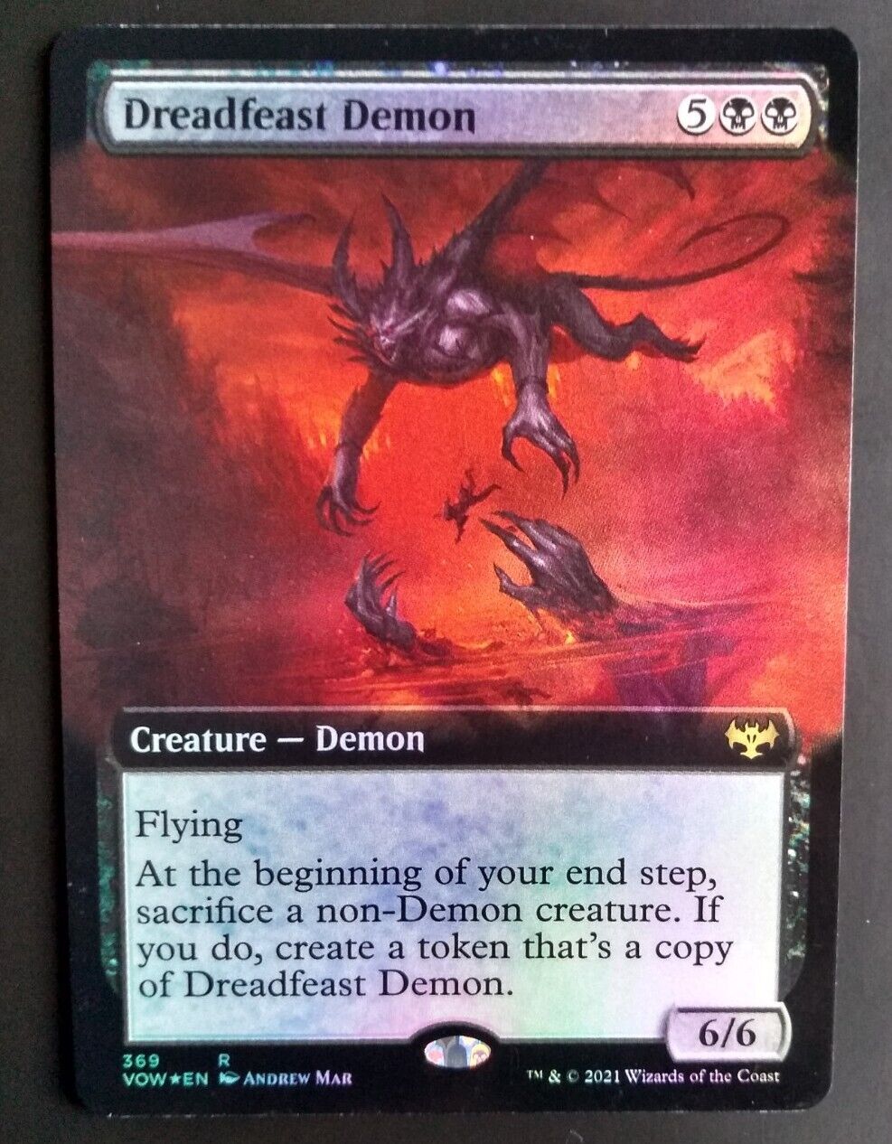 MTG Crimson Vow - Dreadfeast Demon - Foil Extended Art Rare 