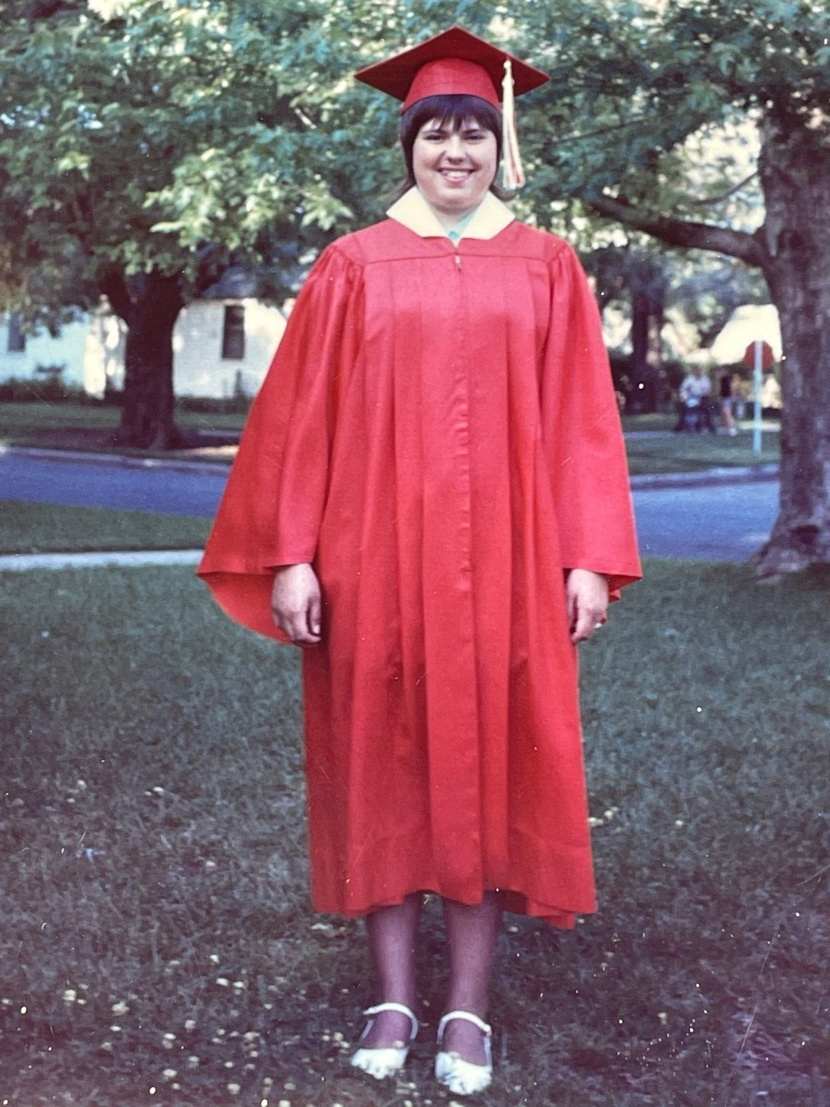 LD Photograph Polaroid Young Woman Polaroid Red Graduation 1970\'s