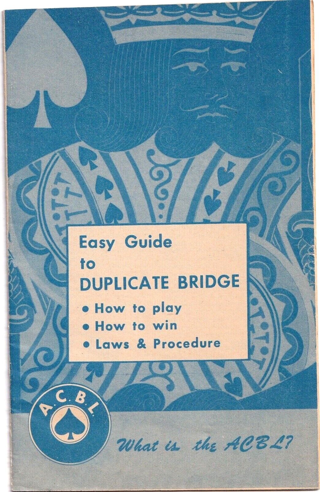 Easy Guide to Duplicate Bridge 20-page Paper Booklet 1967