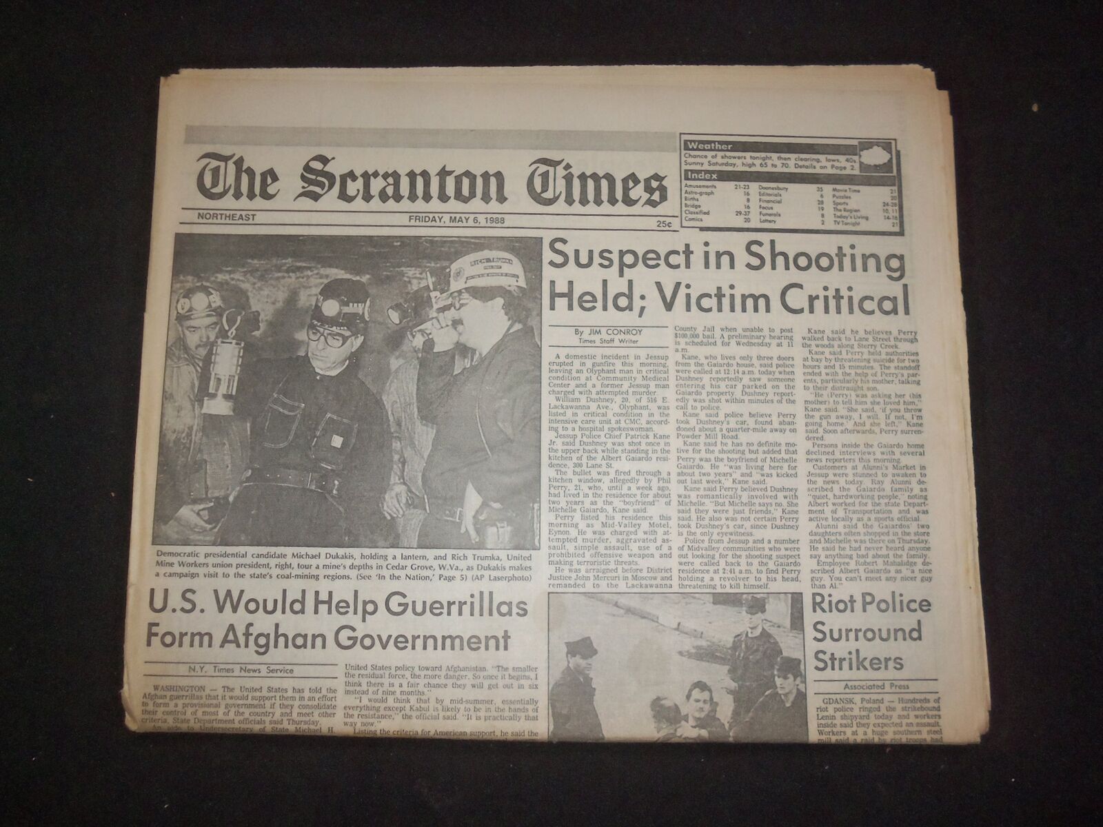1988 MAY 6 THE SCRANTON TIMES NEWSPAPER - U.S./GUERRILLAS AFGHAN GOV\'T - NP 8330
