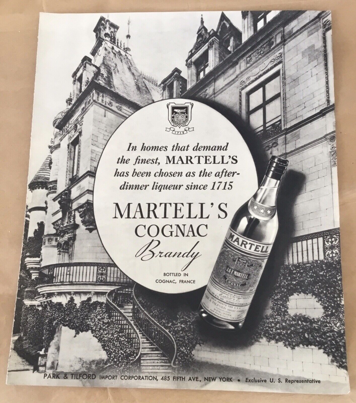 Martell\'s cognac brandy print ad 1935 orig vintage 30s retro art liquor bottle
