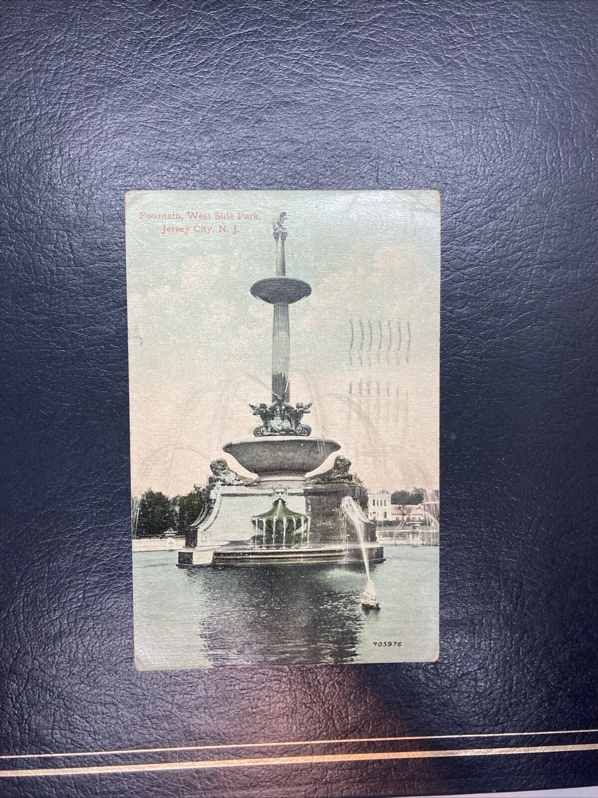1914 Fountain West Side Park Layer Statue Jersey City New Jersey NJ Postcard