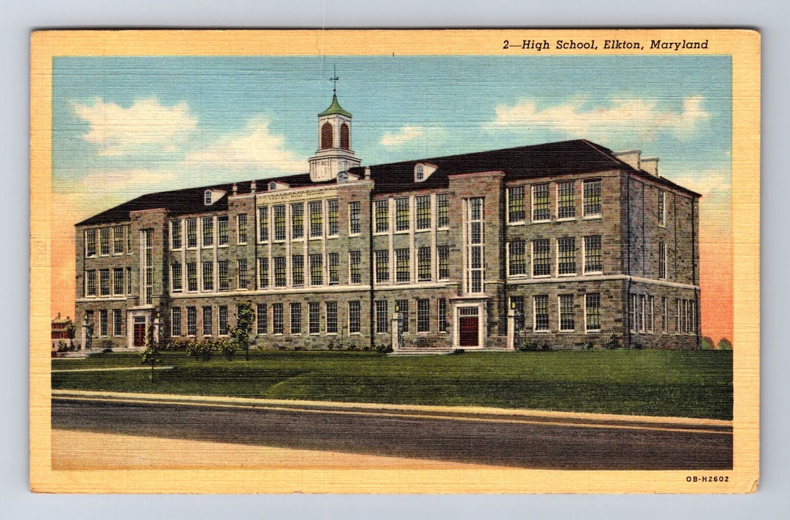 Elkton MD-Maryland, High School, Antique, Vintage c1943 Postcard