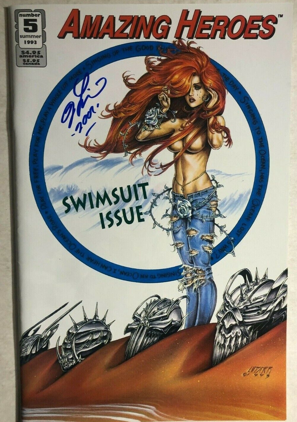 AMAZING HEROES SWIMSUIT ISSUE #5 (1993) signed by Joseph MIchael Linsner FINE+