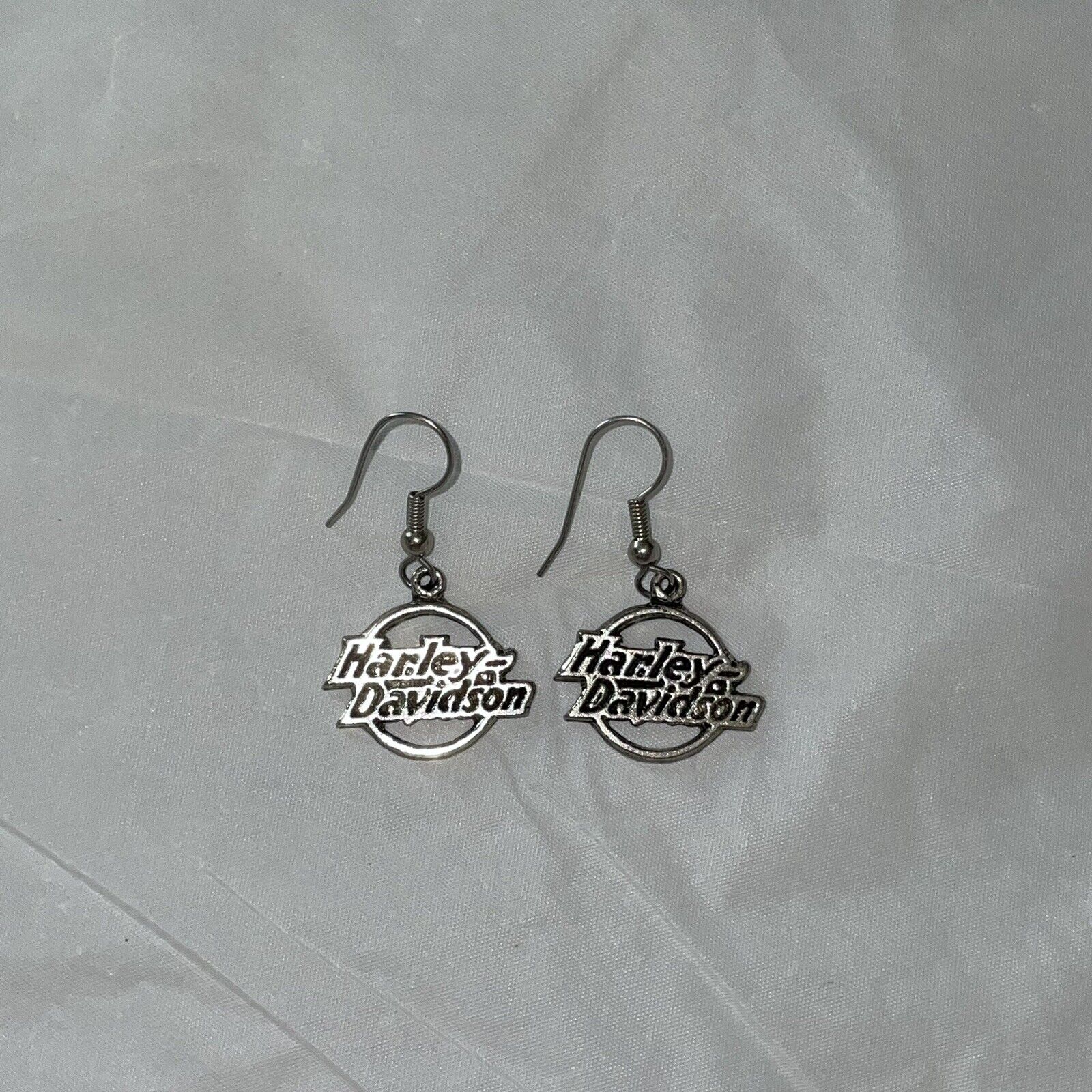 Vintage Harley Davidson Dangle Earrings Motorcycle Collectible Stainless Steel