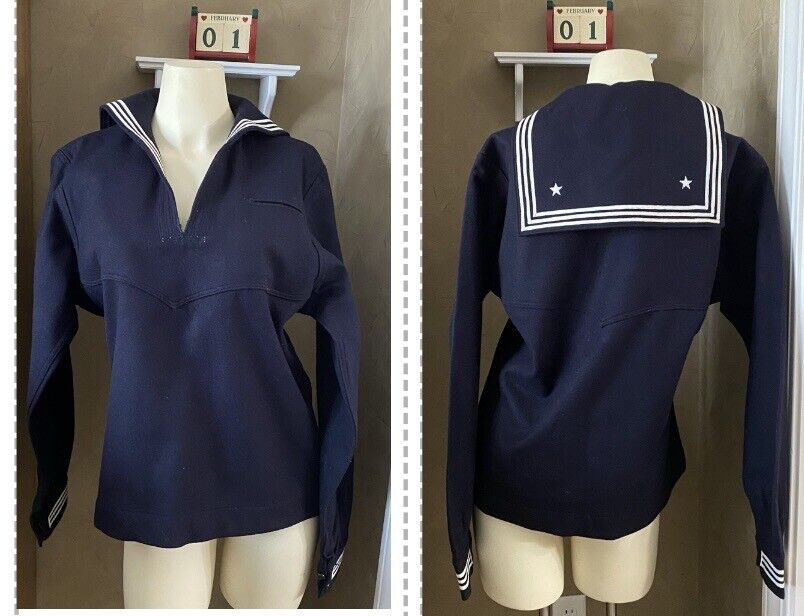 US Navy Cracker Jack Jumper Blue White Vintage Sailor Uniform Naval Men\'s Medium