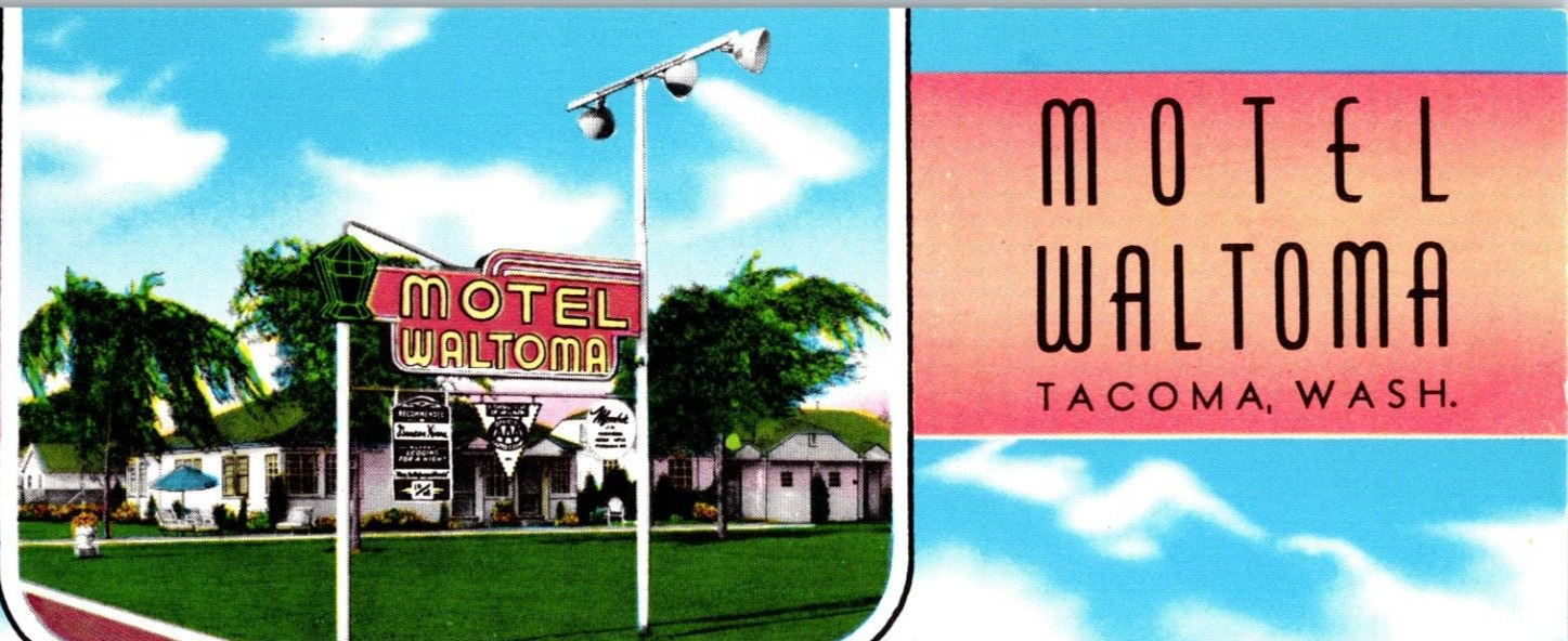 Vintage Postcard Motel Waltoma Tacoma Washington Lithograph