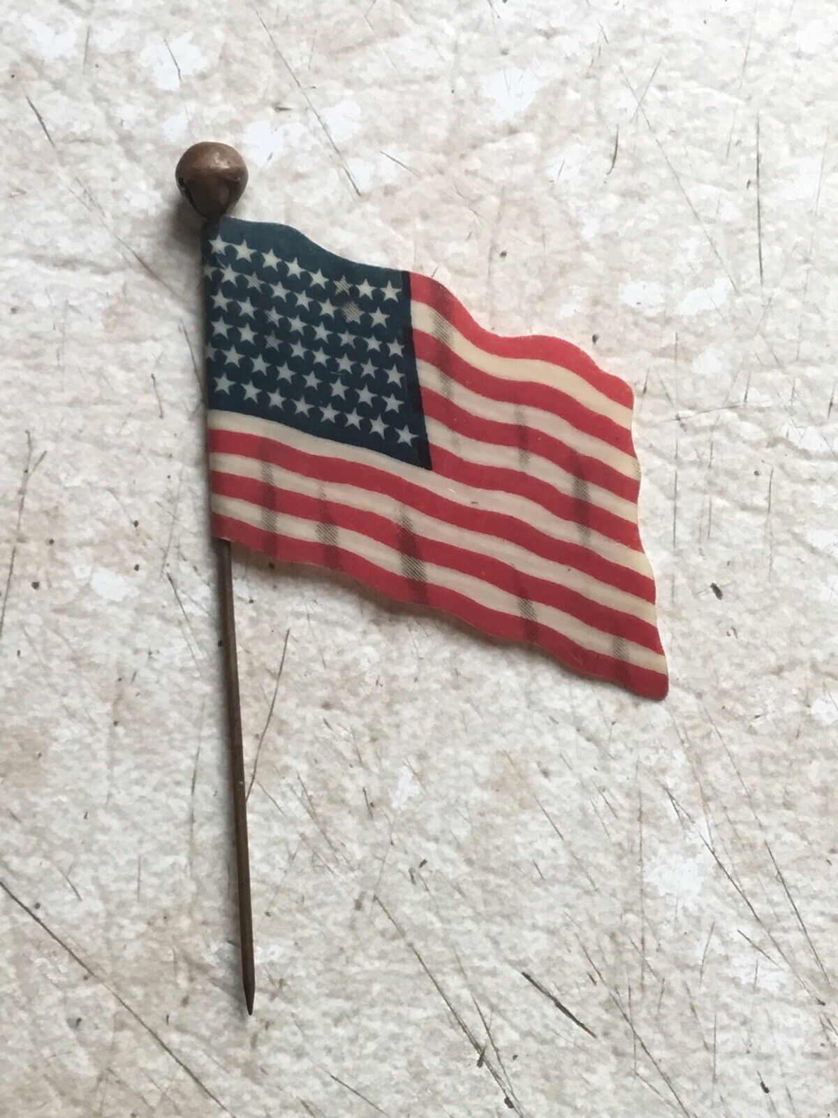 Original Span-Am War Patriotic American Flag Celluloid Pin - Whitehead & Hoag