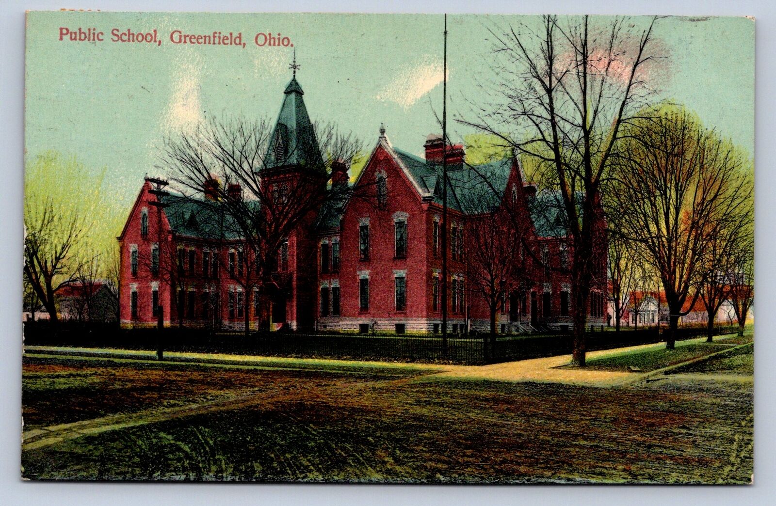 K4/ Greenfield Ohio Postcard c1910 Public School Building  283