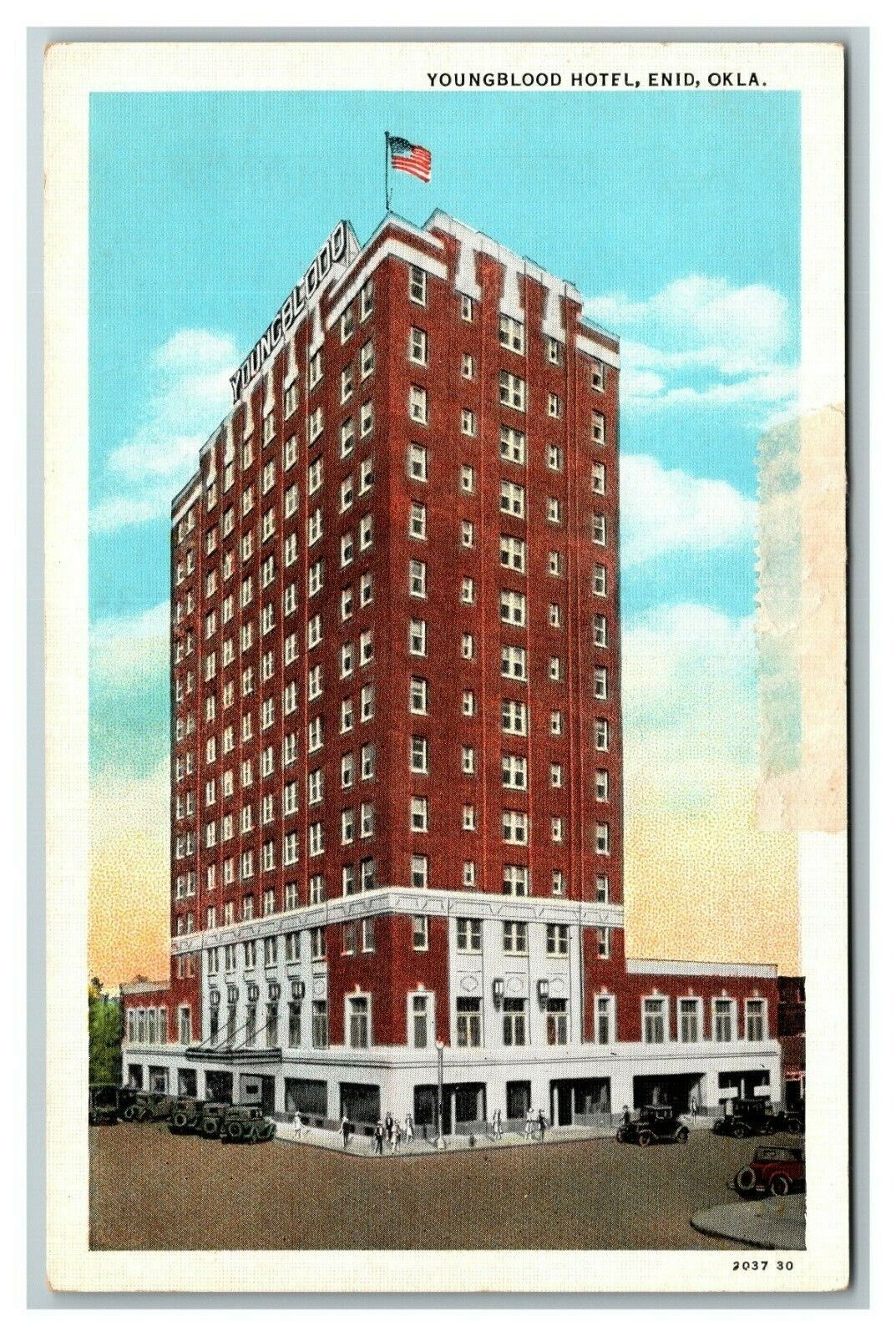 Youngblood Hotel, Enid OK c1930's Vintage Postcard