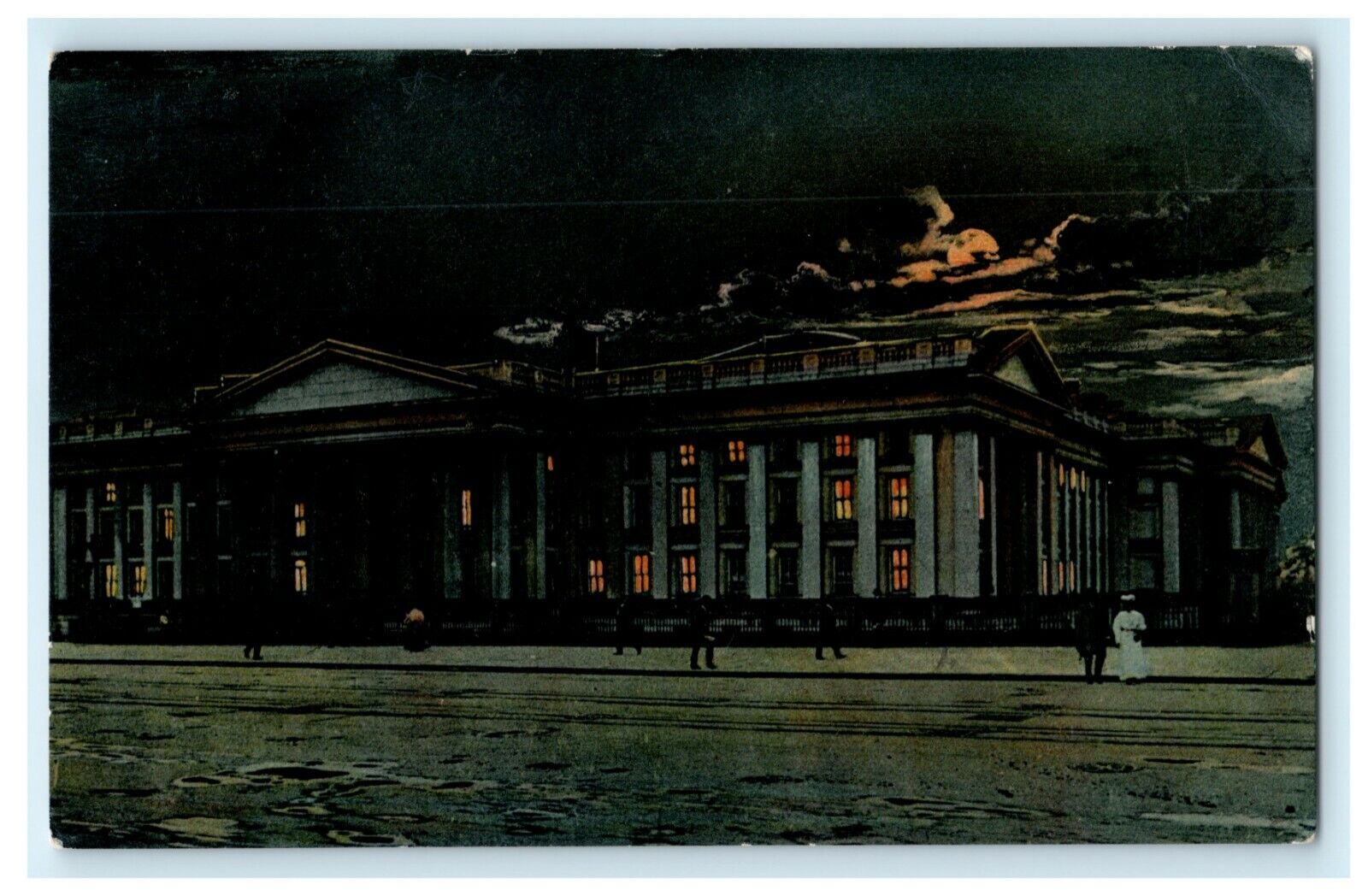 1907 US Treasury Moonlight Washington DC Posted Antique Postcard
