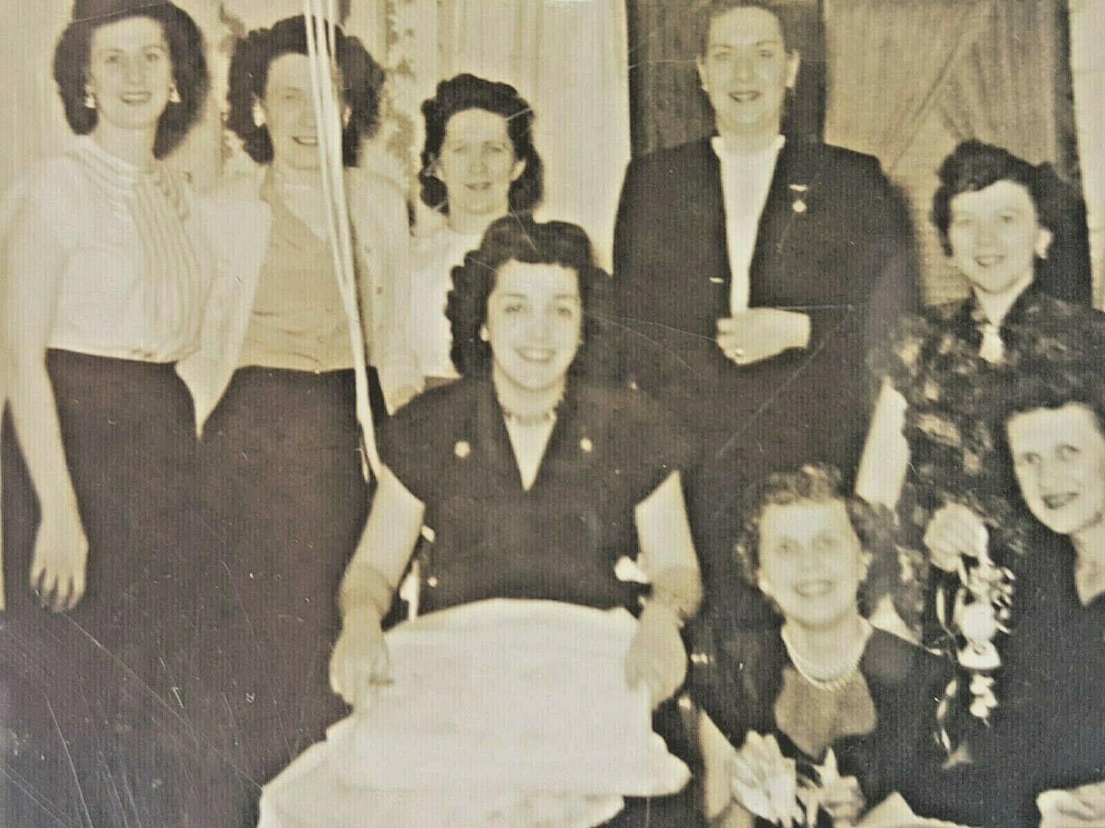 Vintage B&W 1940s Baby Shower Party Photograph Mom To Be & Guests Philadelphia