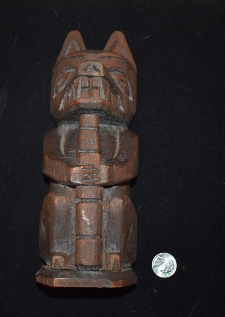 First Nations Haida Wood House Statue - Wolf Chief (Safe Room)