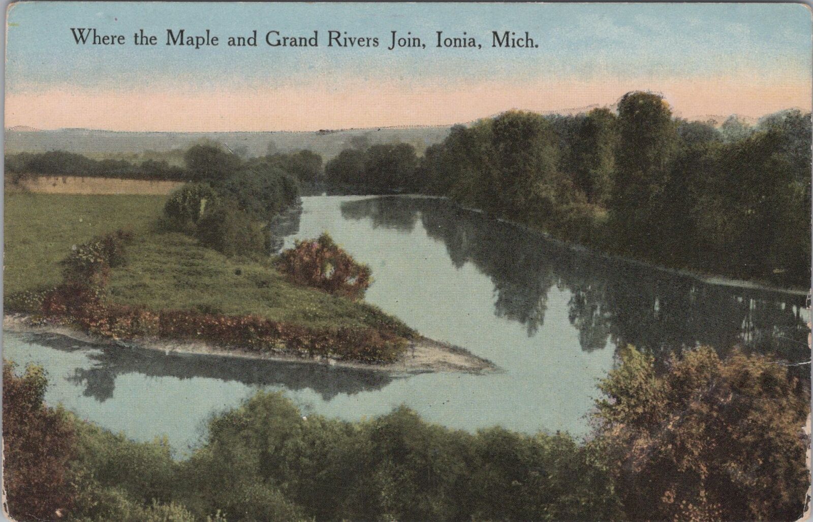 Where Maple and Grand Rivers Join, Ionia Michigan Postcard