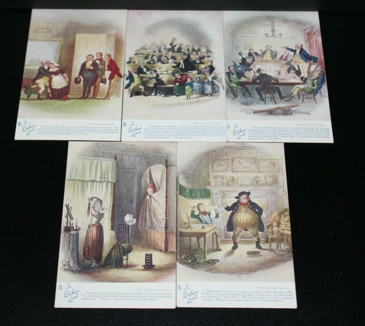 Vintage In Dickens Land Postcard Lot Pickwick Papers Raphael & Sons Inc Oilette