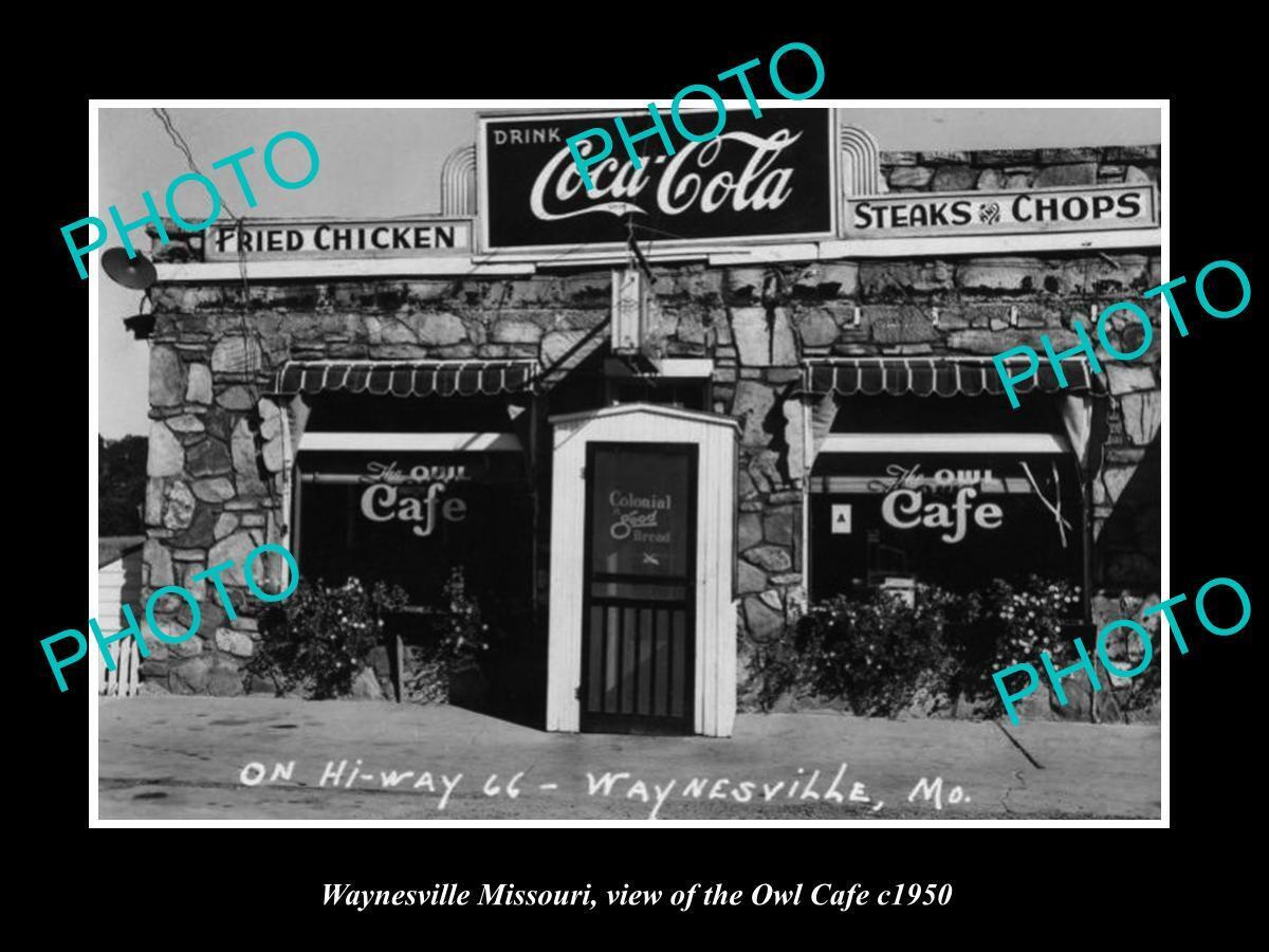 OLD LARGE HISTORIC PHOTO OF WAYNESVILLE MISSOURI VIEW OF THE OWL CAFE c1950