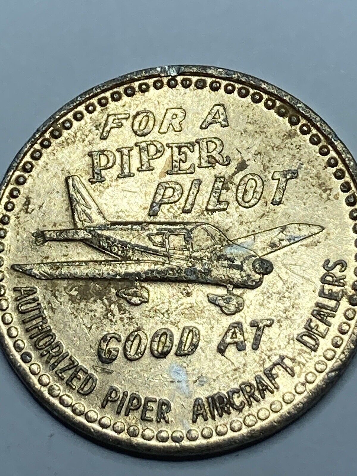 SCARCE PIPER AIRCRAFT $5 TOKEN FLYING LESSONS #qm1