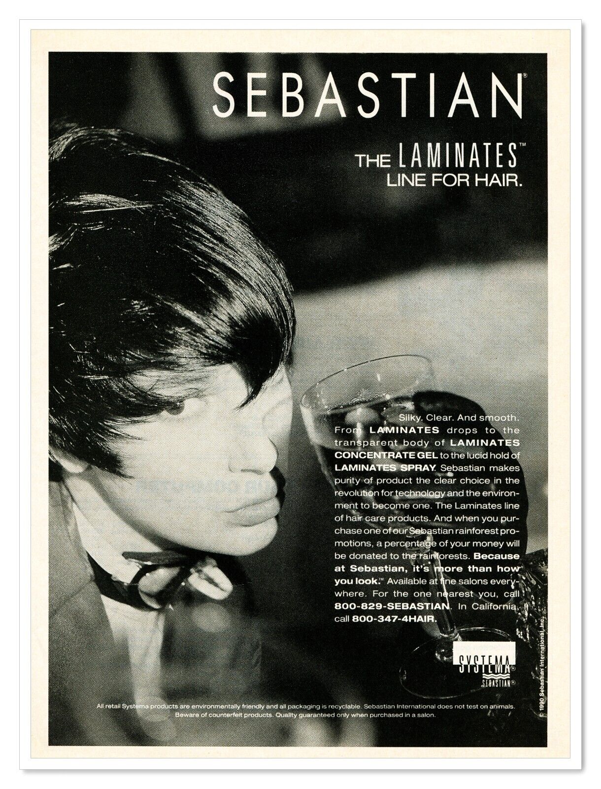 Sebastian Laminates Line Hair Products Vintage 1990 Full-Page Magazine Ad
