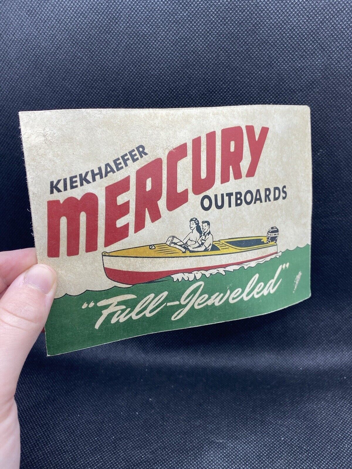 Vintage 1950s Rare Mercury Outboard Dealer Display Sign Card “Full-Jeweled”
