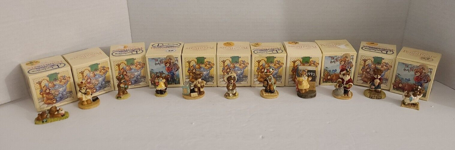 Lot of 11 PENNIBEARS Figurines from Early 1990s - Excellent Condition w/ boxes