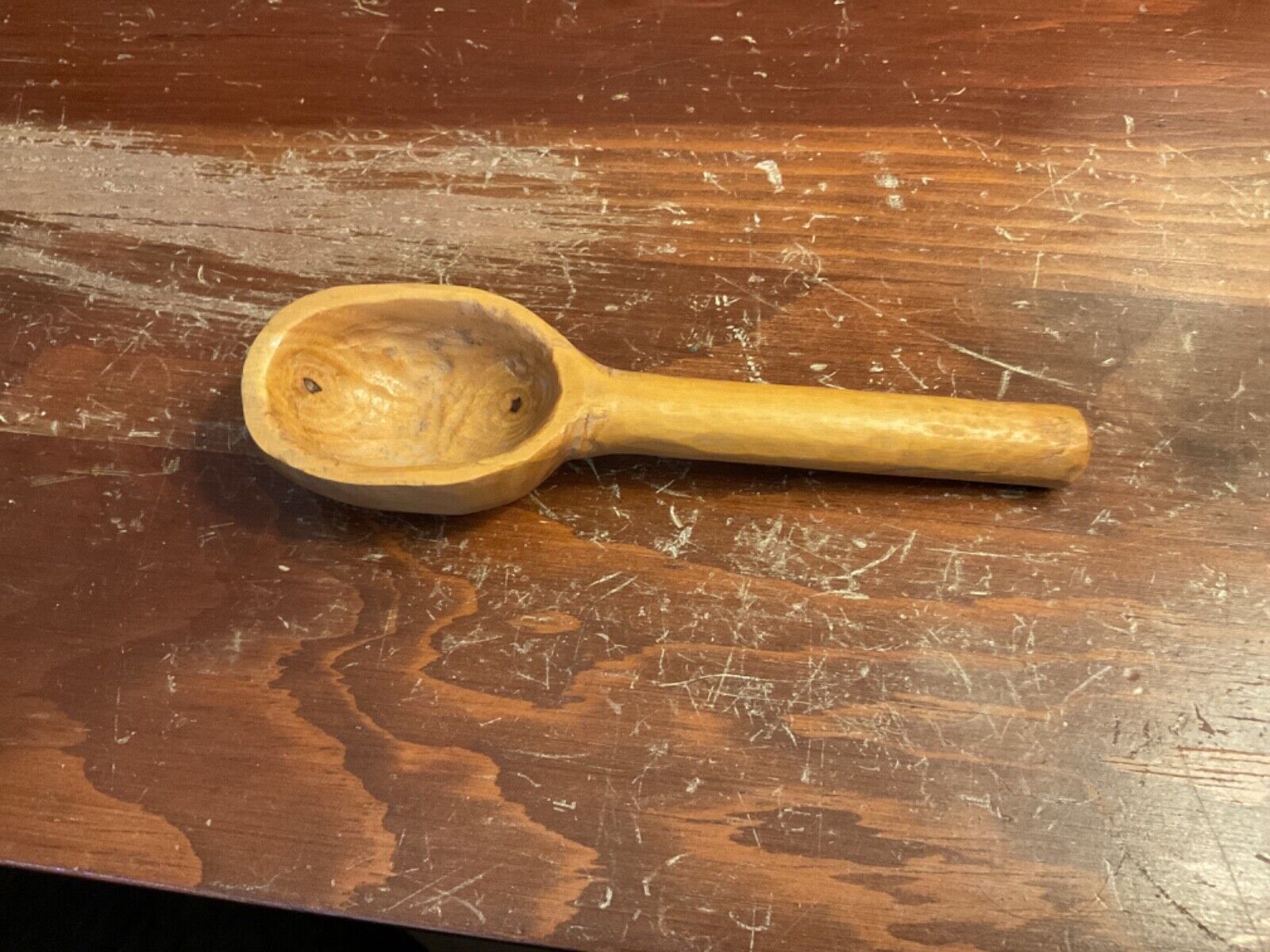 Vintage Wooden Carved Spoon 5.5” Long