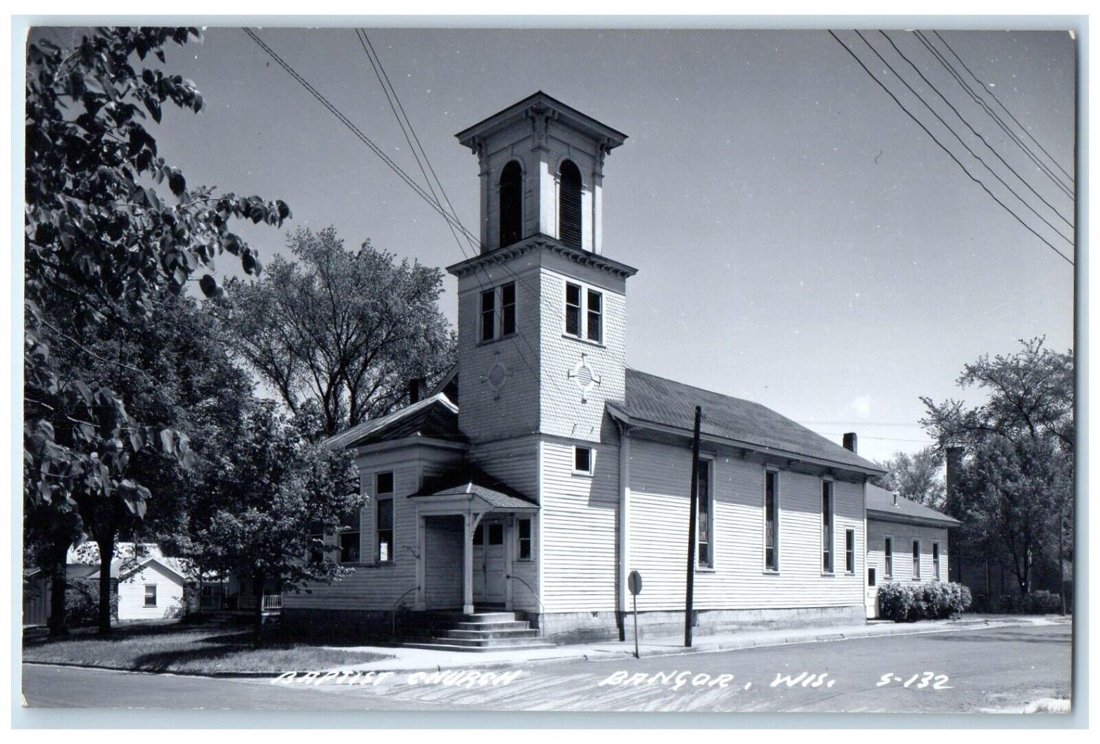 c1950's Baptist Church Bangor Wisconsin WI RPPC Photo Unposted Vintage Postcard