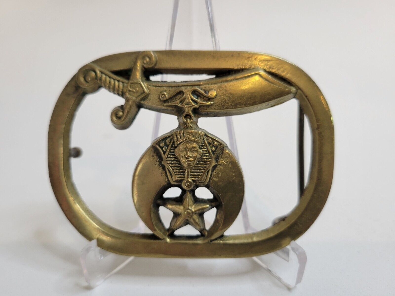 Shriner 1980's Masonic Belt Buckle Freemason Solid Brass