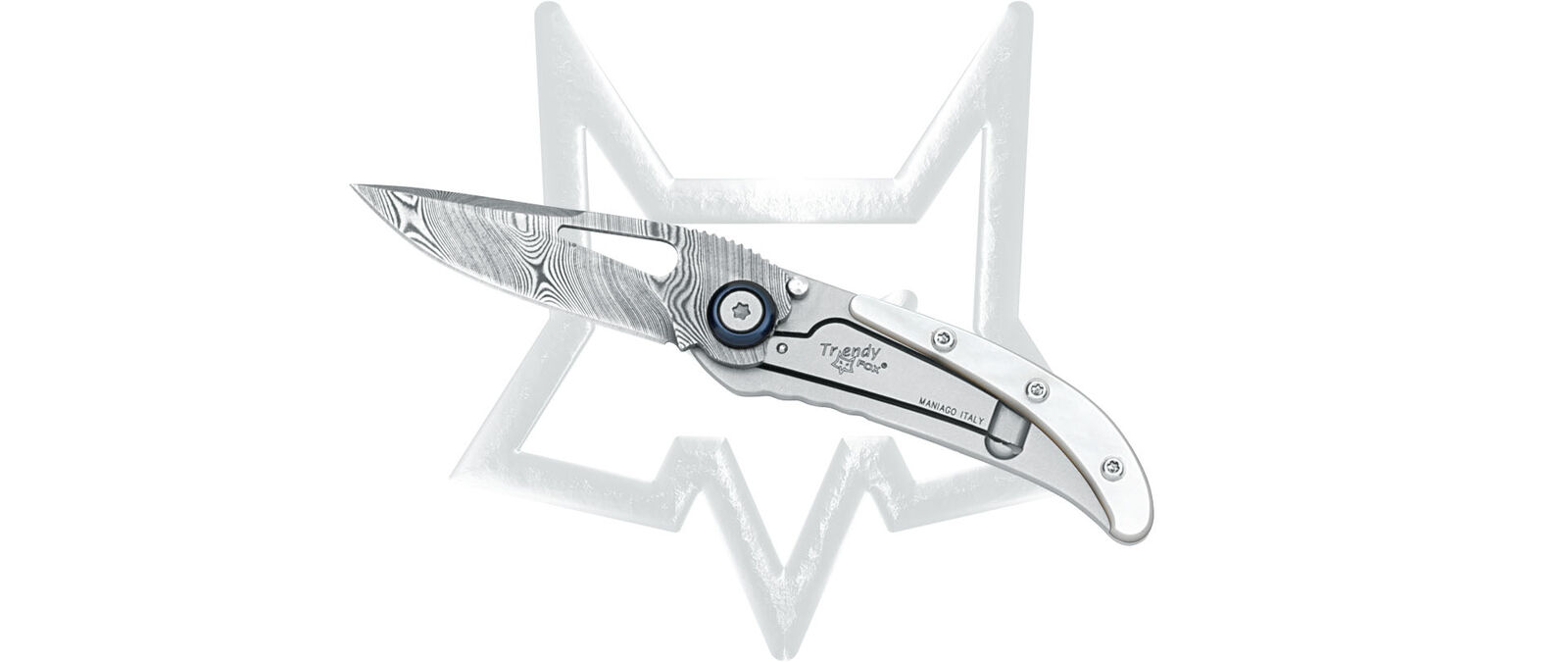 Fox Knives Trendy Damasco Frame lock 463DMOP Damasteel Mother-of-Pearl