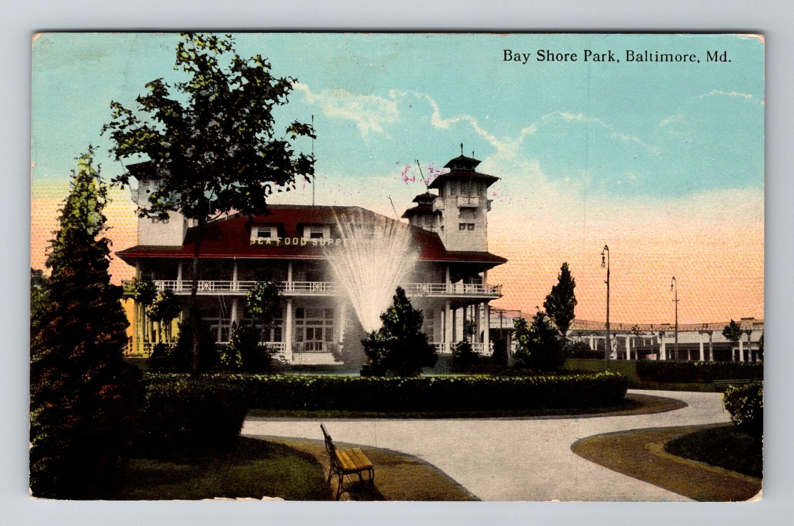 Baltimore MD-Maryland, Bay Shore Park, Vintage c1912 Souvenir Postcard