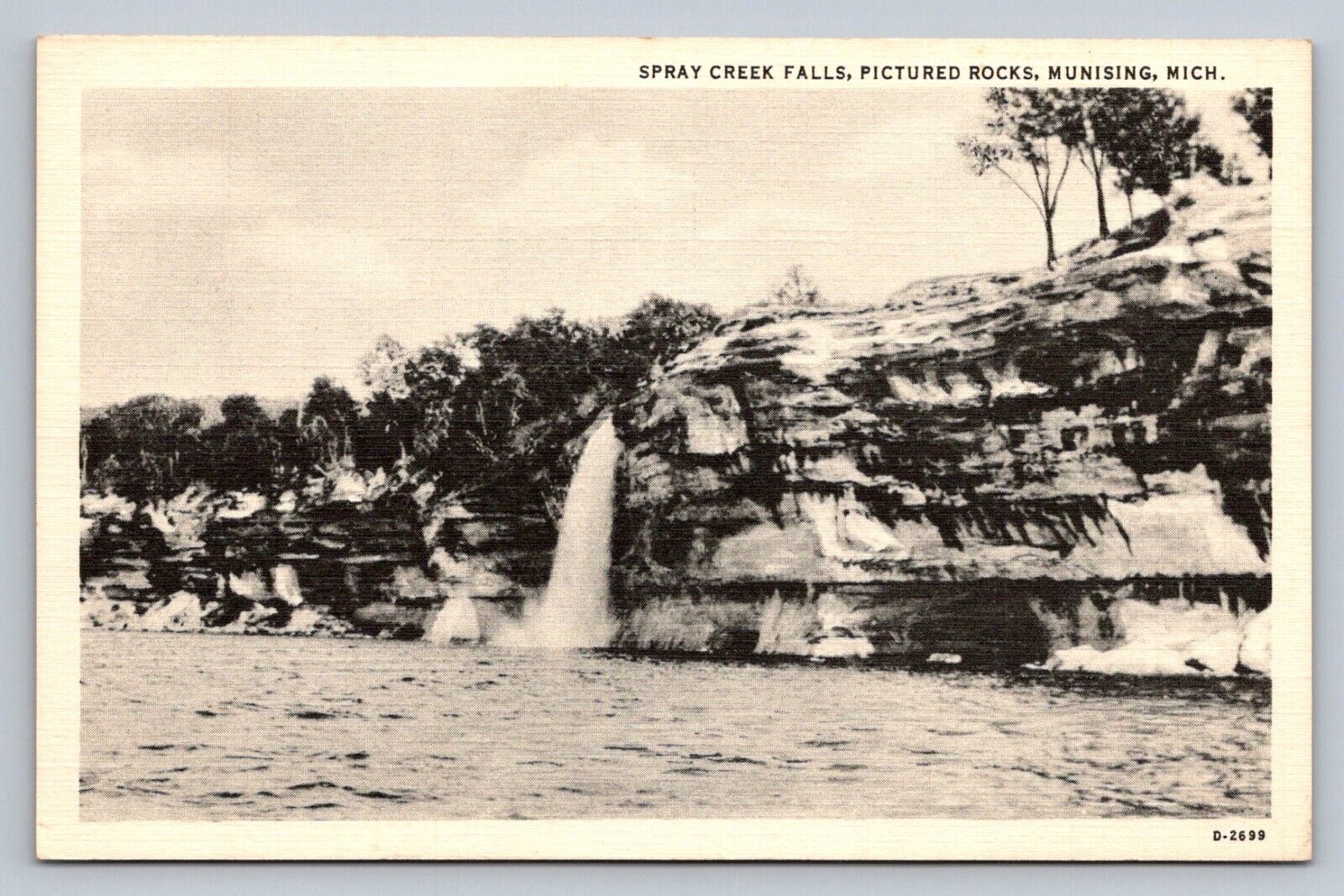 Postcard Michigan Munising Spray Creek Falls Pictured Rocks Photo-Platin   E157