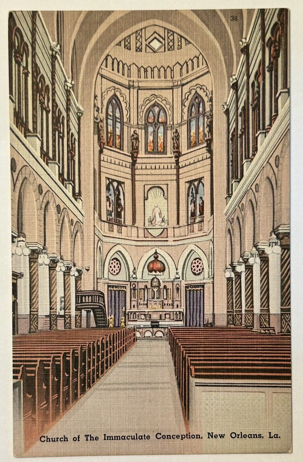 Church of The Immaculate Conception, New Orleans. Baronne St. Vintage Postcard