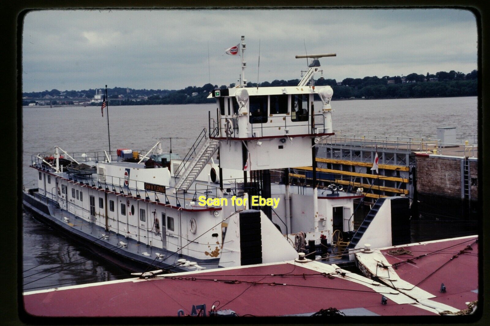 MV Sam Fleming on Upper Mississippi River in 1981, Kodachrome Slide aa 14-4a