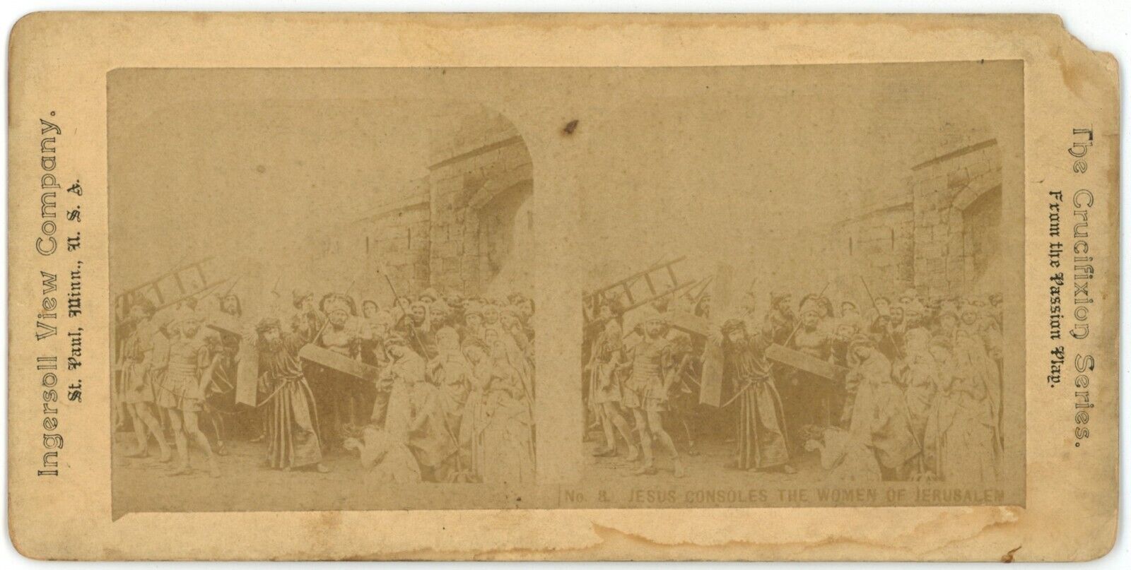 c1890's Real Photo Stereoview Card Jesus Consoles The Women of Jerusalem