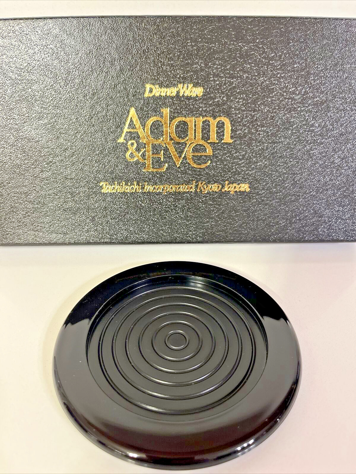 Vintage Tachikichi Adam & Eve Dinnerware Black Small Plates Saucer Sauce 10p New