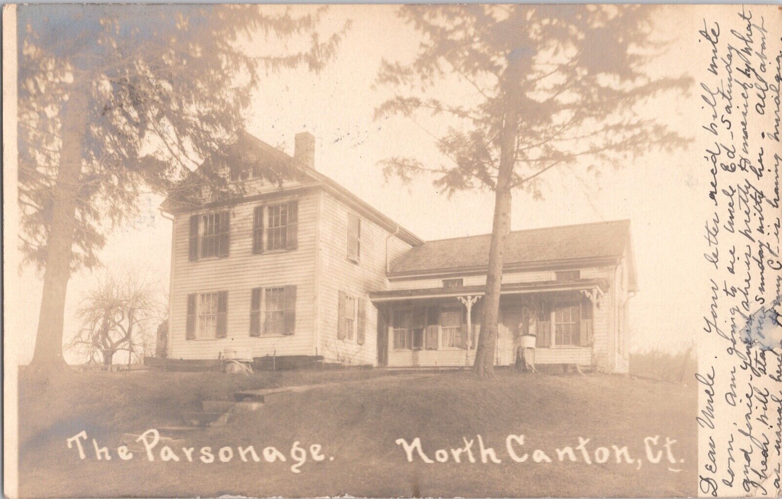 Rppc Church Parsonage North Canton Connecticut 1906 HTF