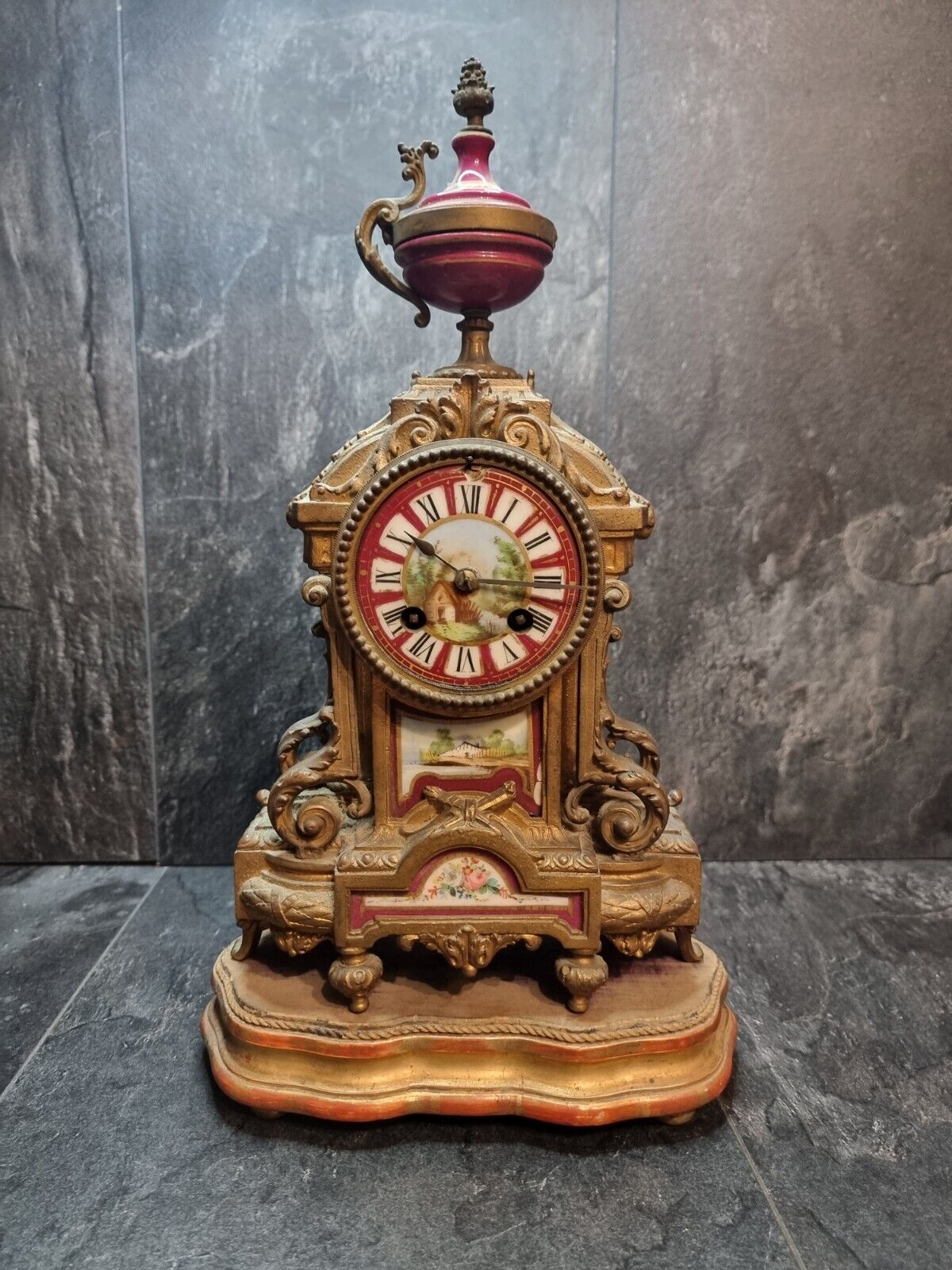 ✨Antique Japy Freres French Gilt Bronzed Mantel Clock H 35cm For Restoration ✨