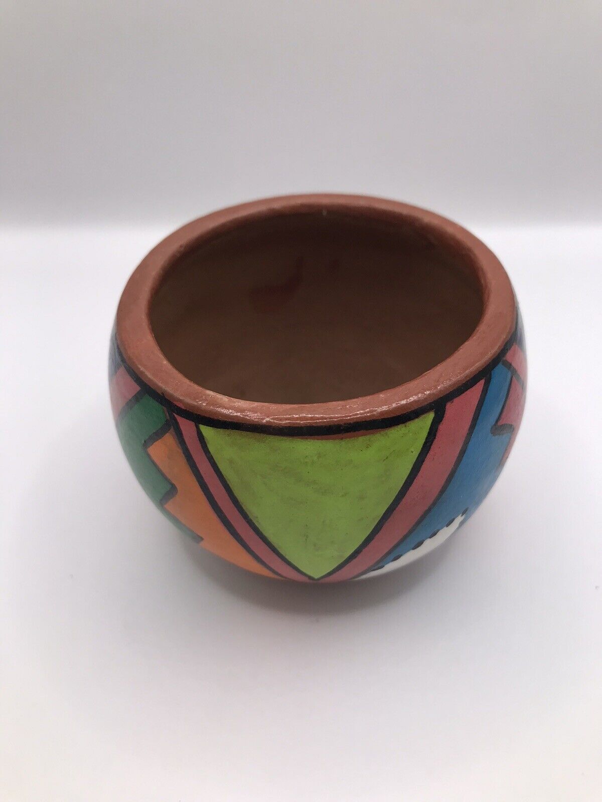 Vintage Native American Jemez Pueblo Pottery Vase Signed 2 Inch