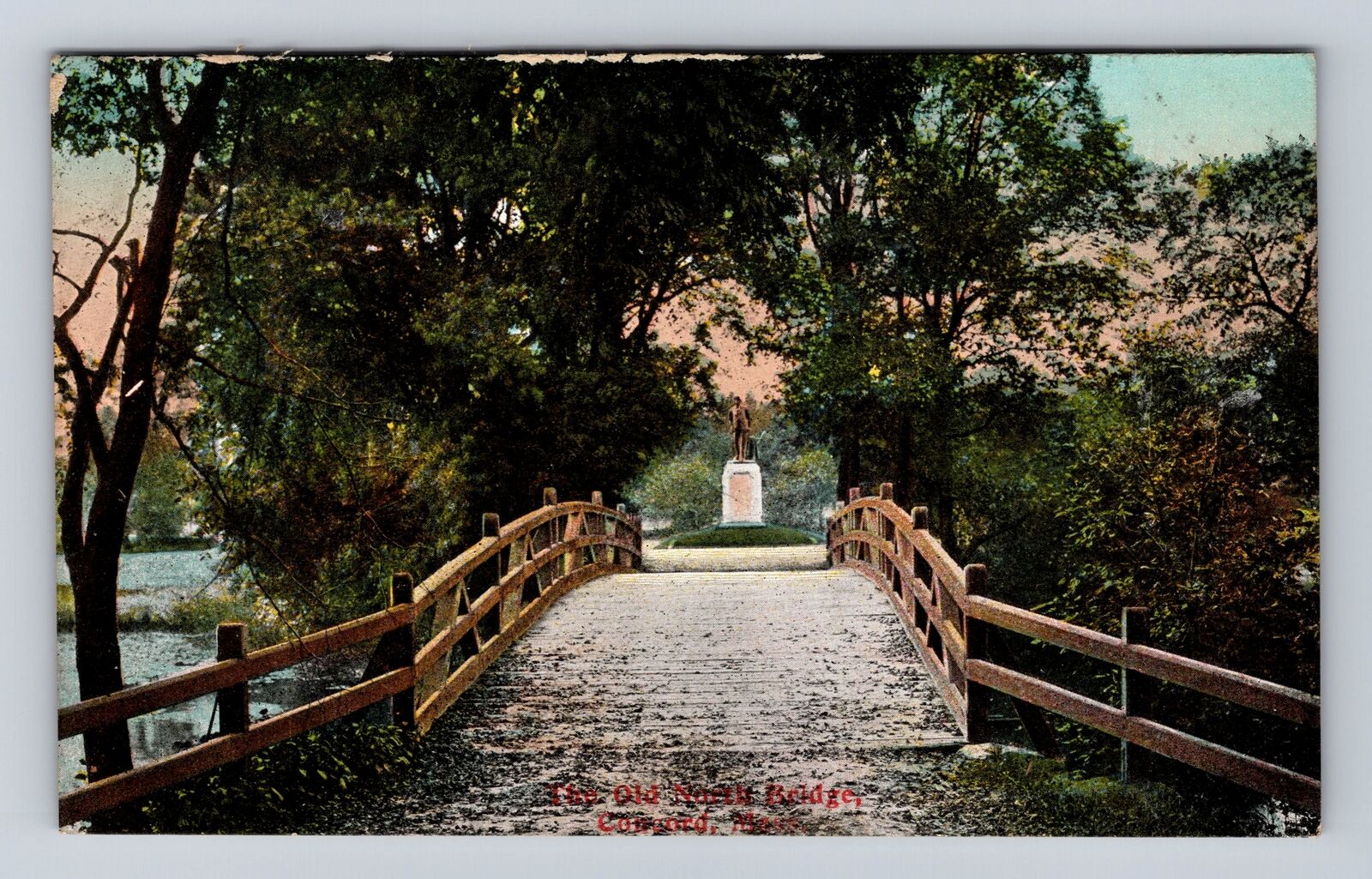 Concord MA-Massachusetts, The Old North Bridge, Antique, Vintage Postcard