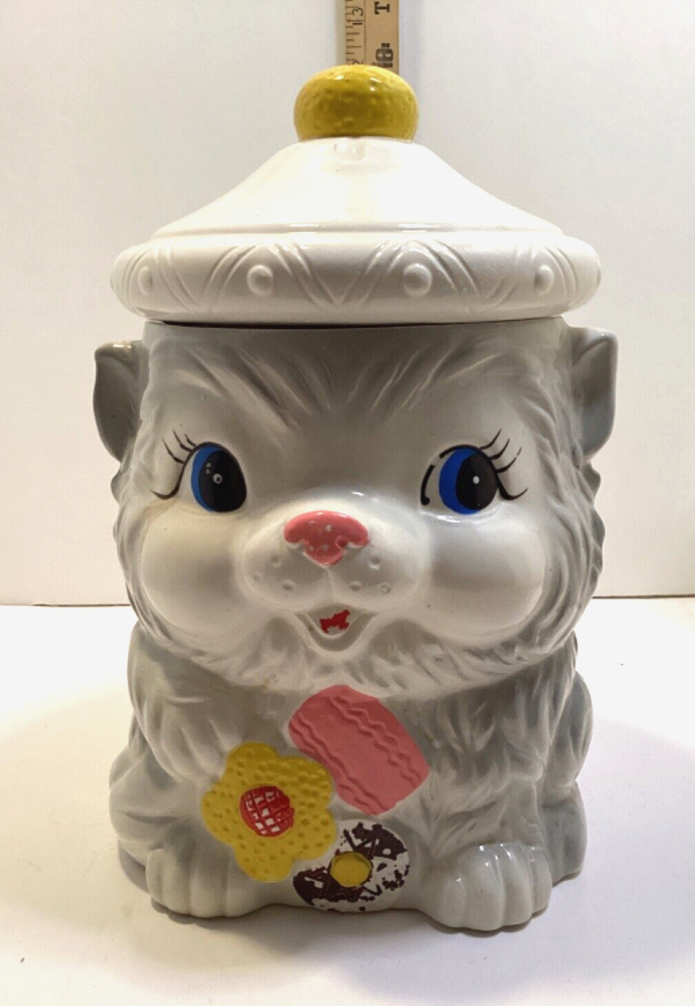 Vintage Anthropomorphic Gray Kitty Cat Cookie Jar Marked Japan