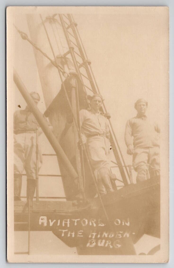 Aviators on the Hindenburg RPPC c1930s Postcard F29