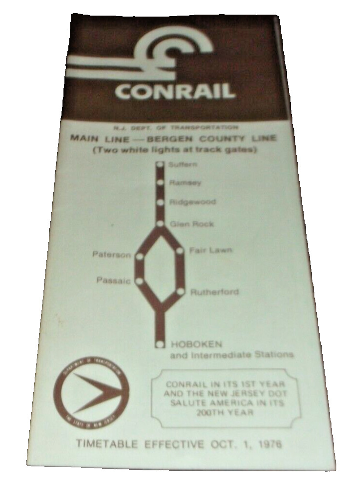 OCTOBER 1976 CONRAIL MAIN LINE BERGEN COUNTY LINE PUBLIC TIMETABLE