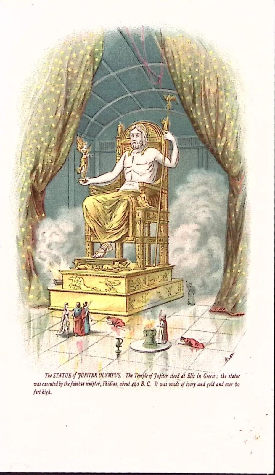 c1880 STATUE OF JUPITER OLYMPUS TEMPLE OF JUPITER VICTORIAN TRADE CARD Z5697
