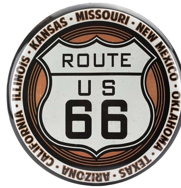 12”x12” Route 66 Round Metal Sign. New.