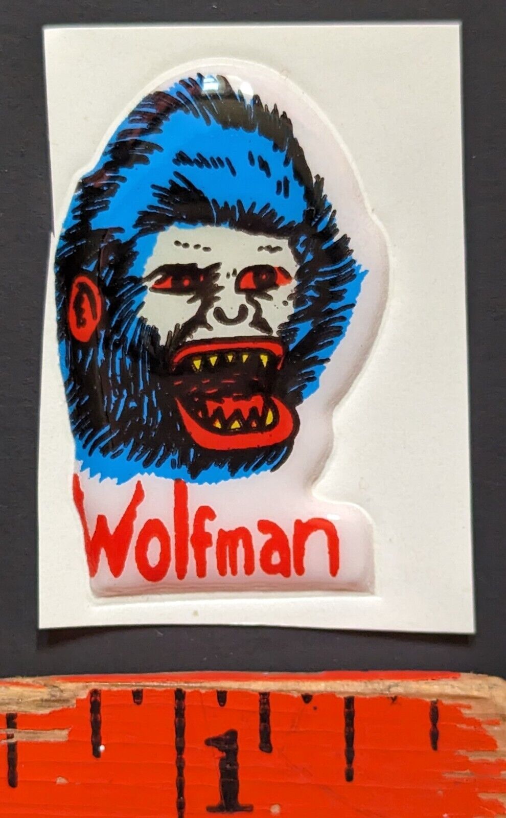 Vintage 1970s Wolfman Monster Glow in Dark Puffy Sticker Card