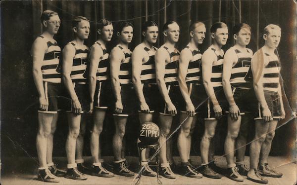 RPPC Zipper Basketball Team 1926-27 Real Photo Post Card Vintage