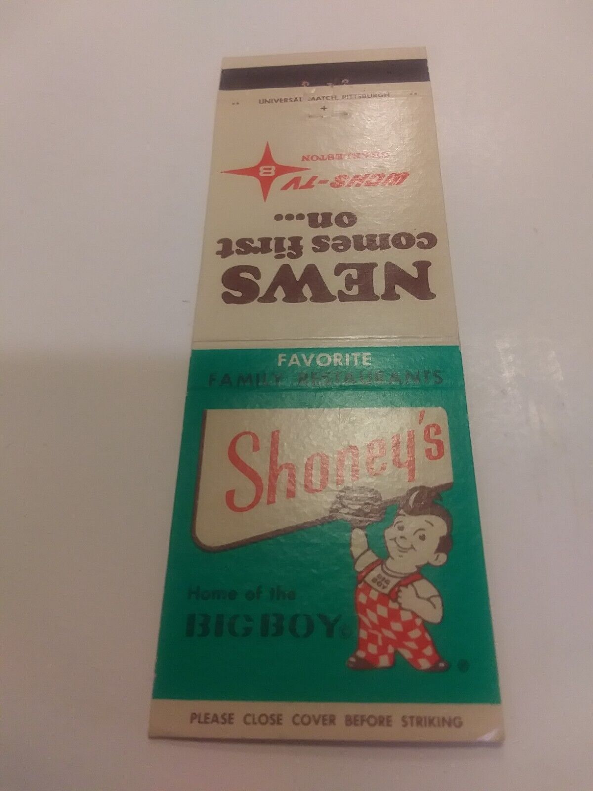 Vintage Shoney\'s Big Boy News Comes On First WCHS-TV Charleston Matchbook