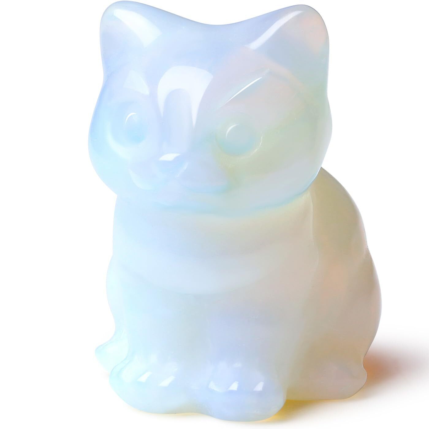 Cat Gifts Decor Opal Cat Crystal Figurines Gifts for Women Lucky Cute Cat Sta...