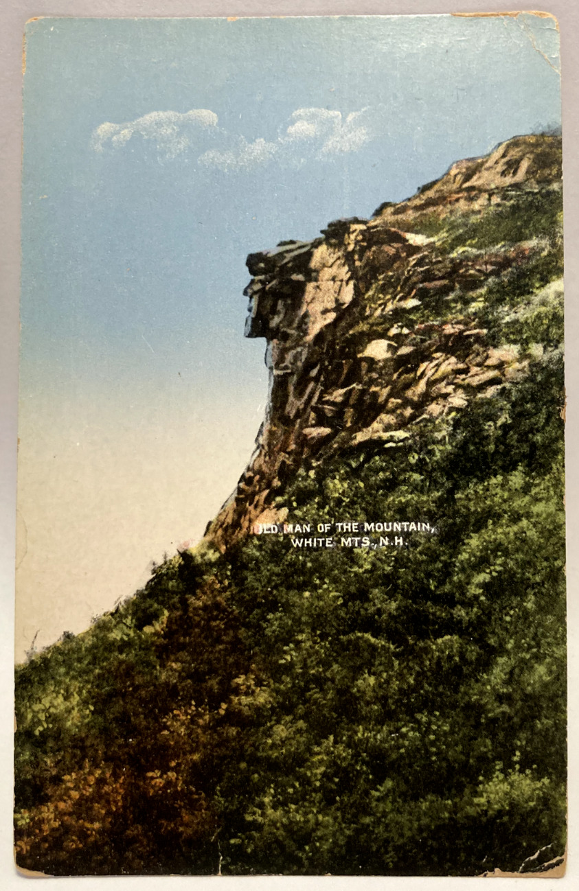 Old Man of The Mountain, White Mountains, NH, Words in Middle, Postcard